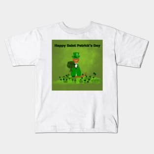 Children's Art Oliver The Otter Picking Shamrocks Kids T-Shirt